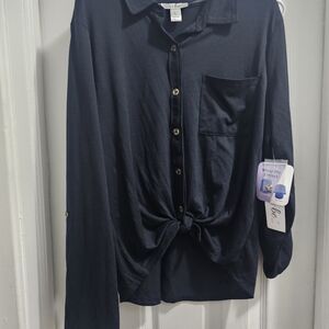 Black  Button Down Shirt for Women